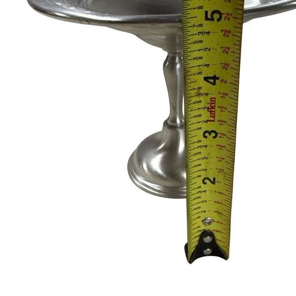 Preisner Silver Pewter Compote Pedestal Candy Nut Dish Floral Etched Design - Picture 5 of 6